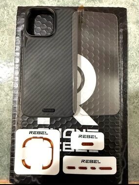Phonep Rebel Black Carbon Fiber Texture Phone Case with Screen Protector